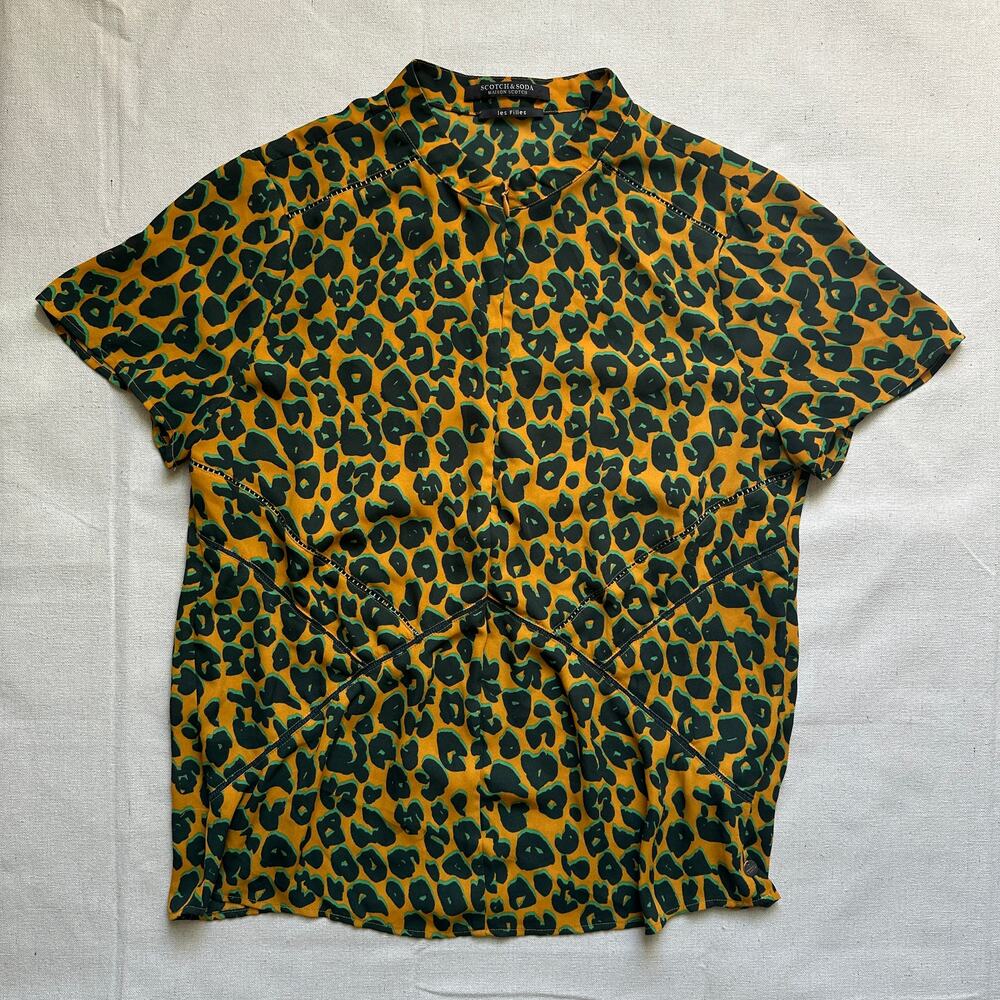 Scotch & Soda Animal Print Blouse Zip Front Womens Medium Excellent Condition